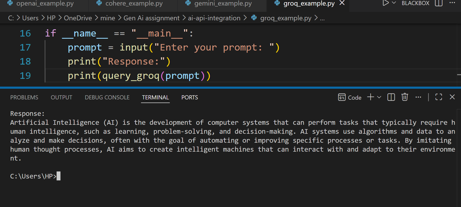 AI API Integration Project | ai-api-integration