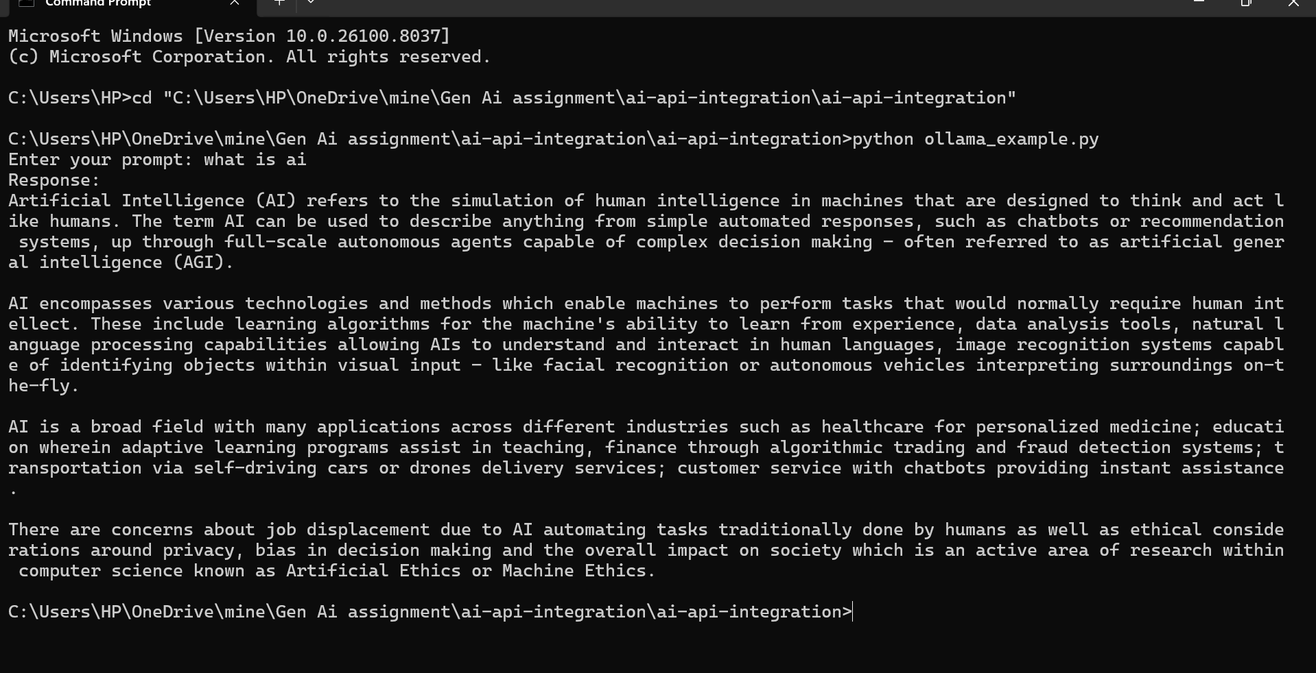 AI API Integration Project | ai-api-integration
